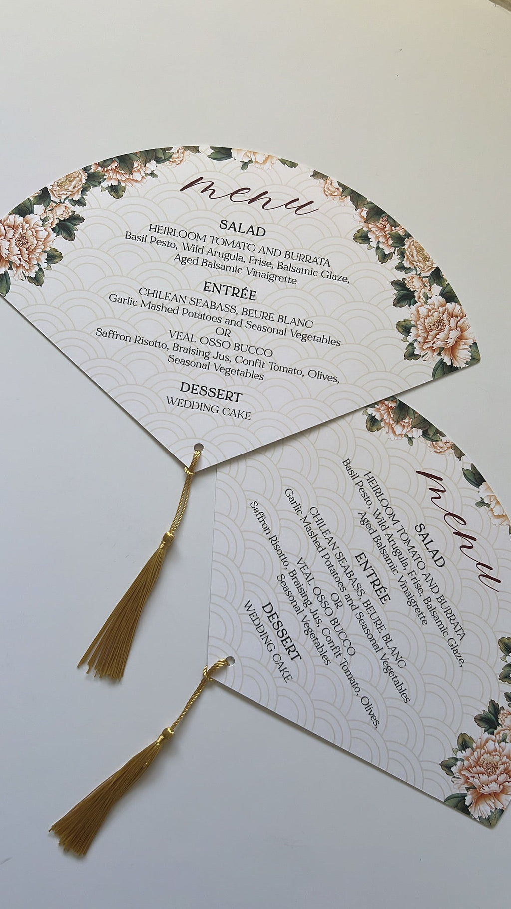 Fan Menu with Gold Tassel