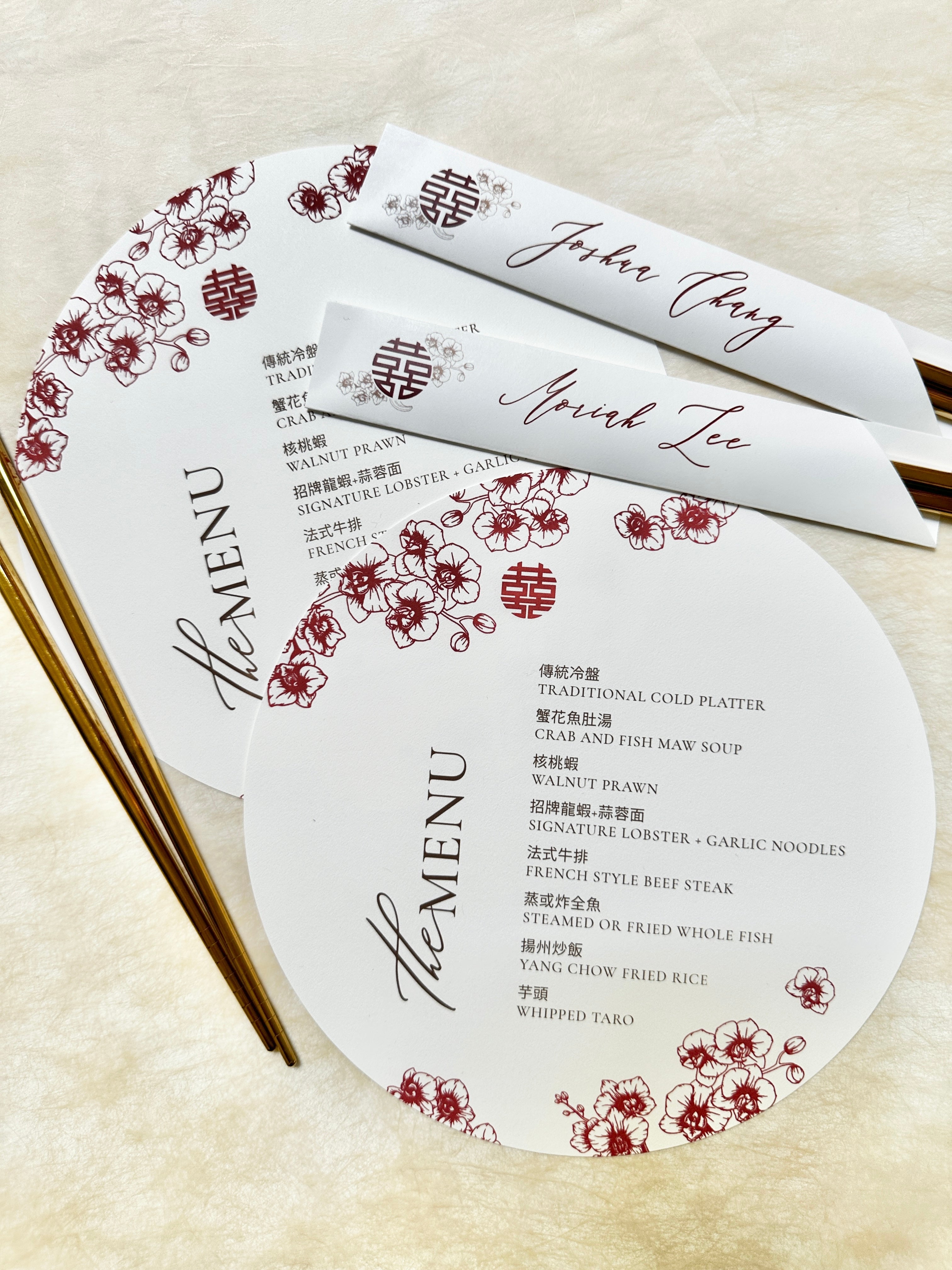 Fan Menu with Gold Tassel