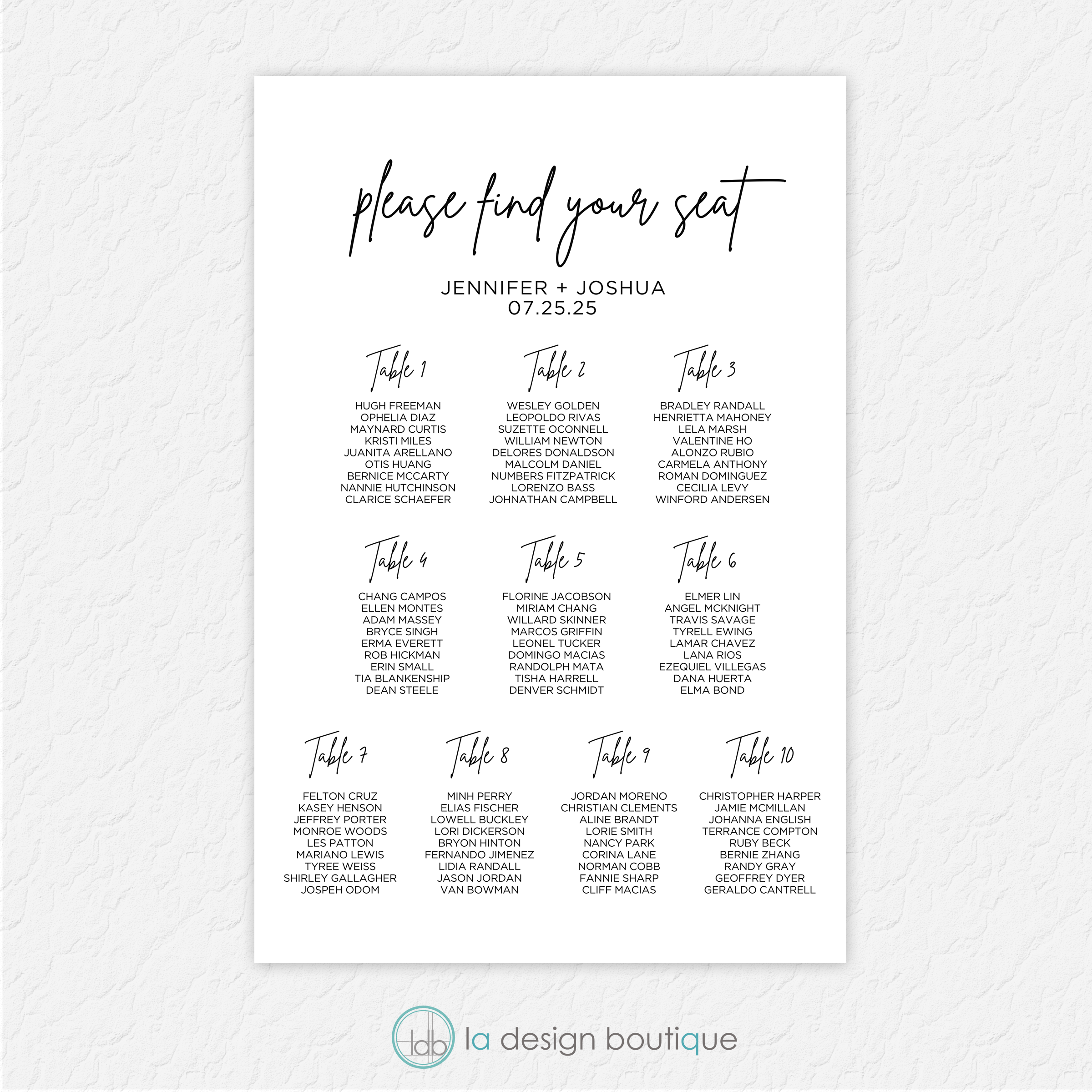 Modern and Minimal Wedding Seating Chart - Canva Digital Template