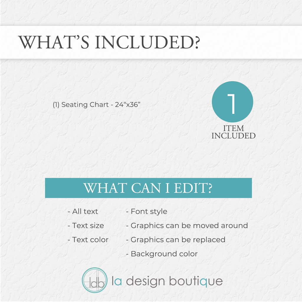 Hummingbird Florals Wedding Seating Chart - Canva Digital Template