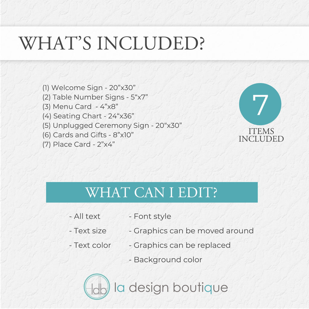 Hummingbird Florals Wedding Collection - Canva Digital Template Bundle