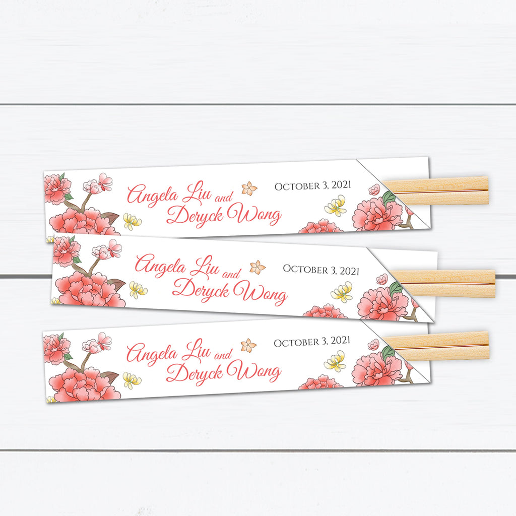 Personalized Chopstick Sleeves with Lotus Blossoms