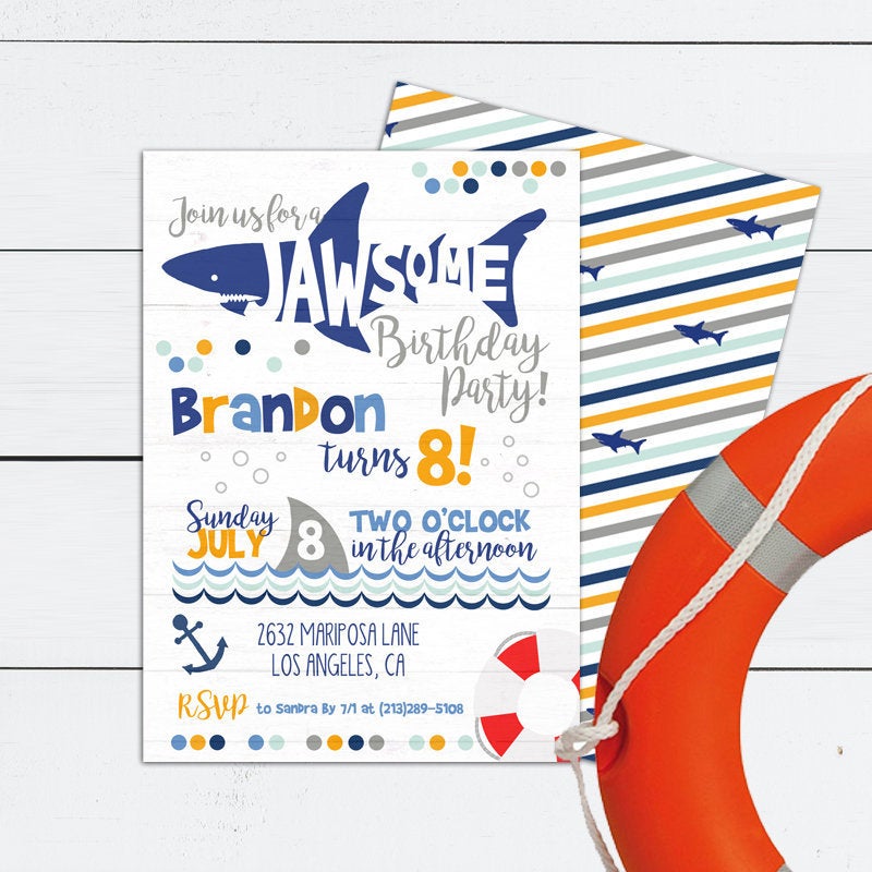 Shark Party Invitation and Party Bundle