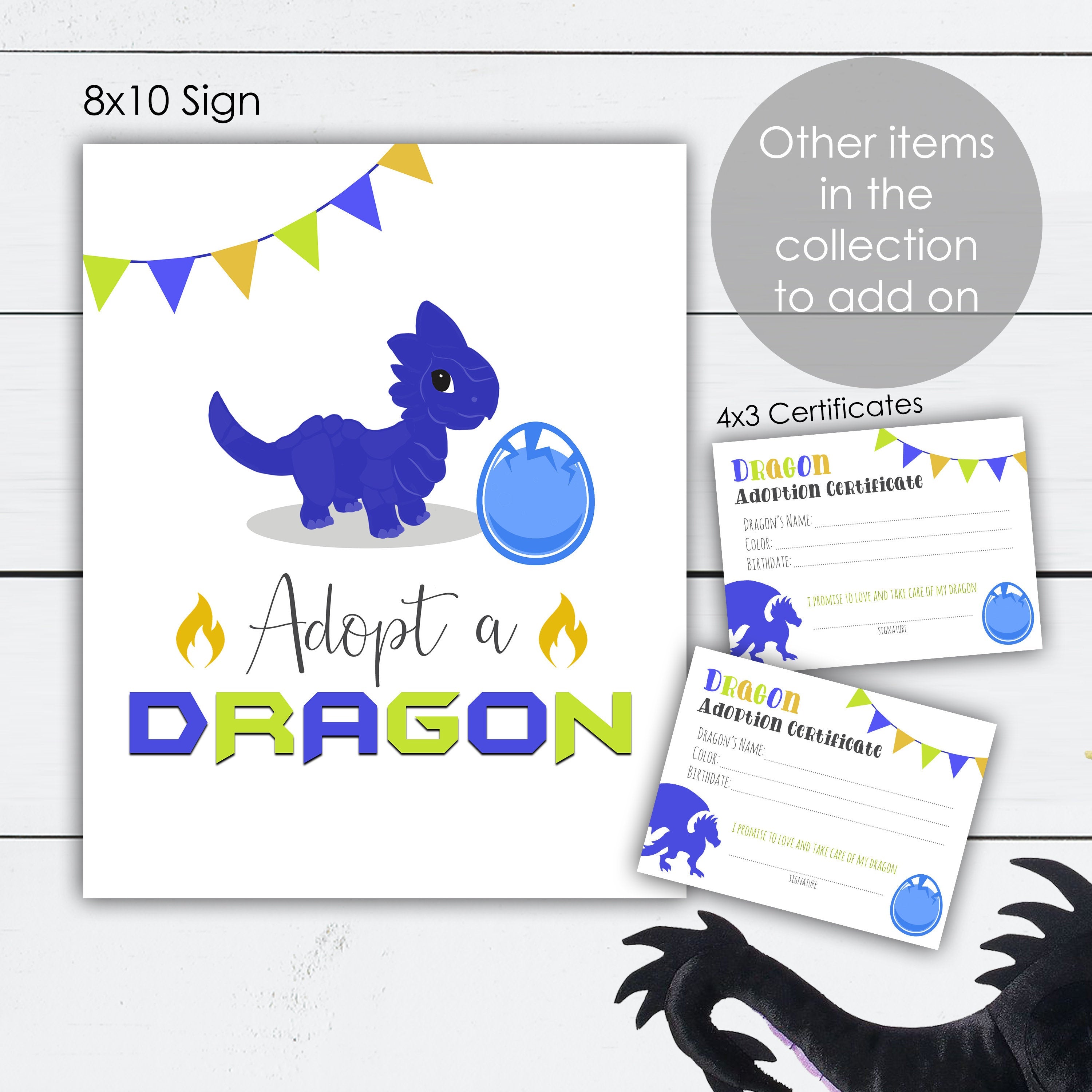 Dragon Birthday Party Dragon Name Tags and Sign Digital Files