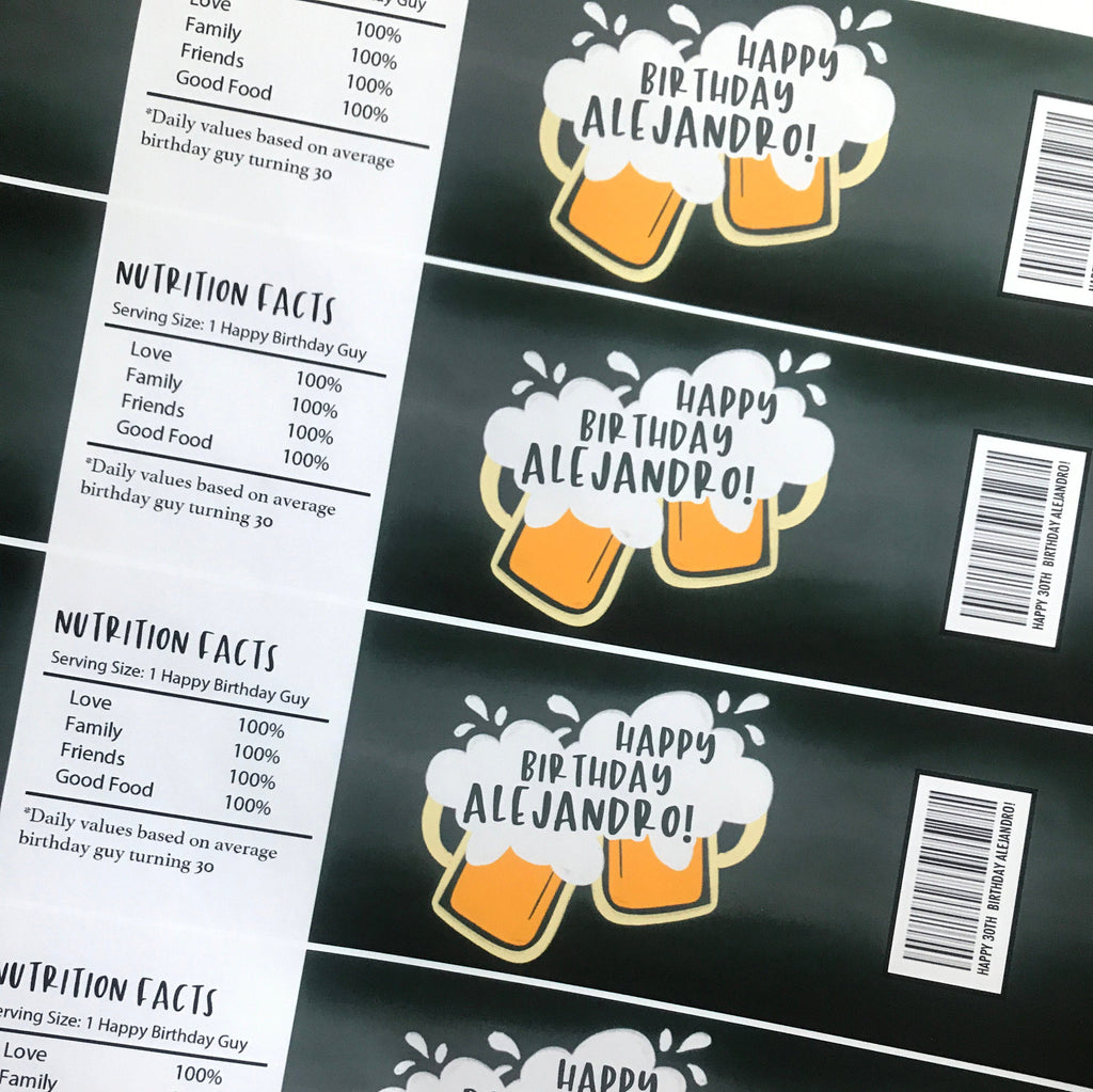 Cheers and Beers Birthday Party Custom Water Bottle Labels