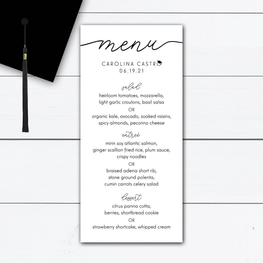 Custom Graduation Menu Cards