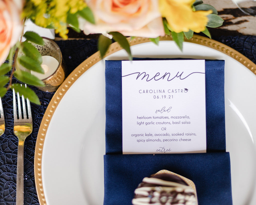 Custom Graduation Menu Cards