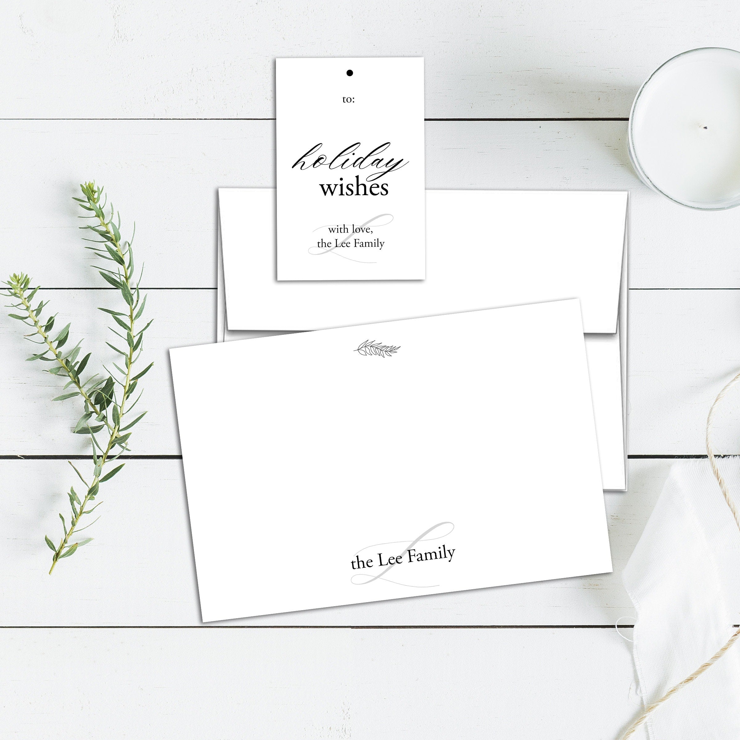 Personalized Holiday Cards and Gift Tags Stationary Sets