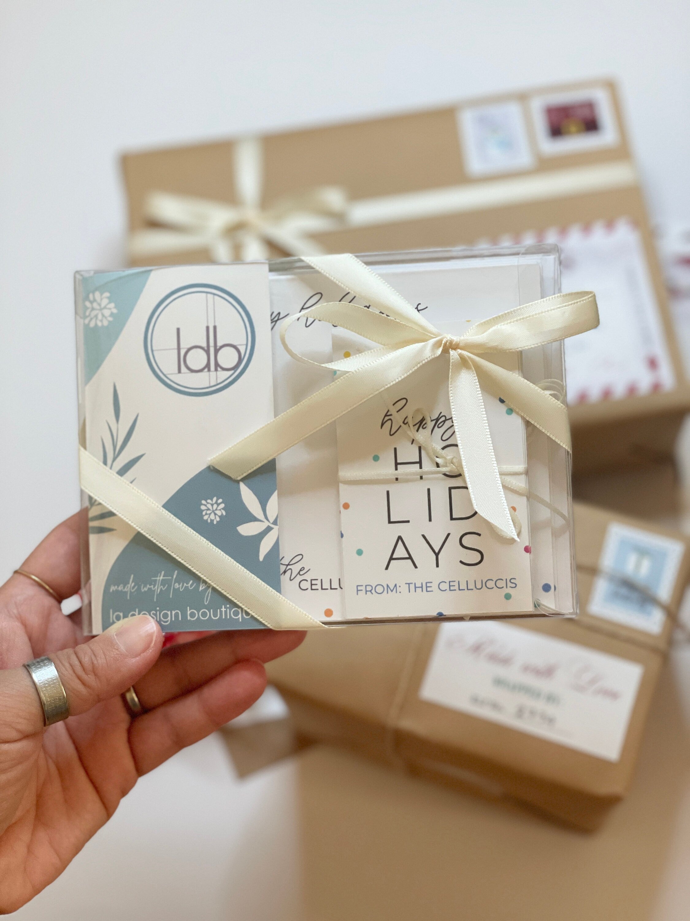 Personalized Holiday Cards and Gift Tags Stationary Sets