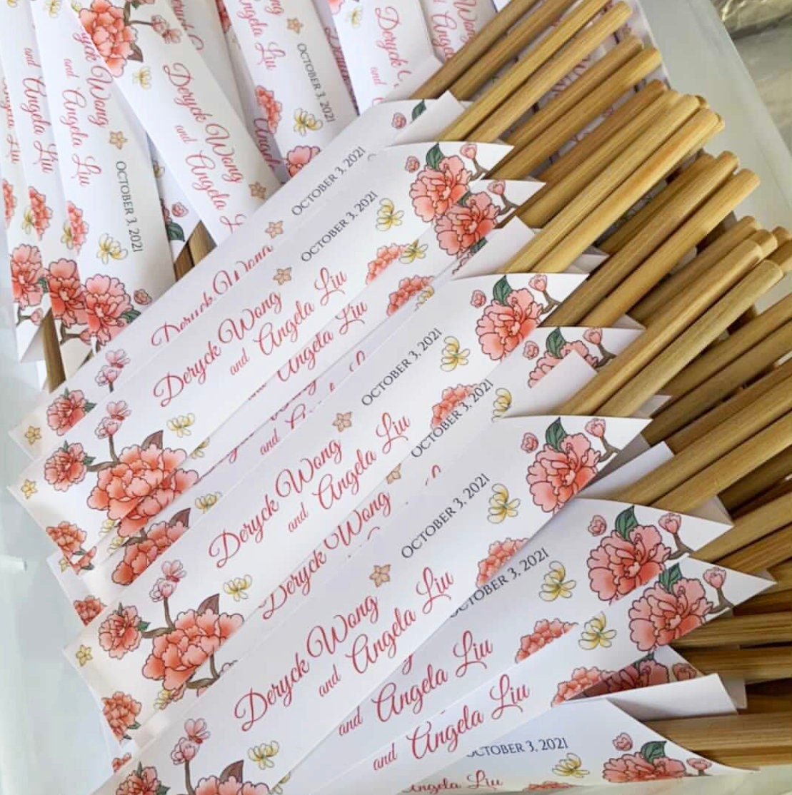 Personalized Chopstick Sleeves with Lotus Blossoms